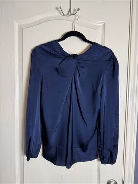 GRACE KARIN Women's Long Sleeve Satin Blouse in Navy Blue